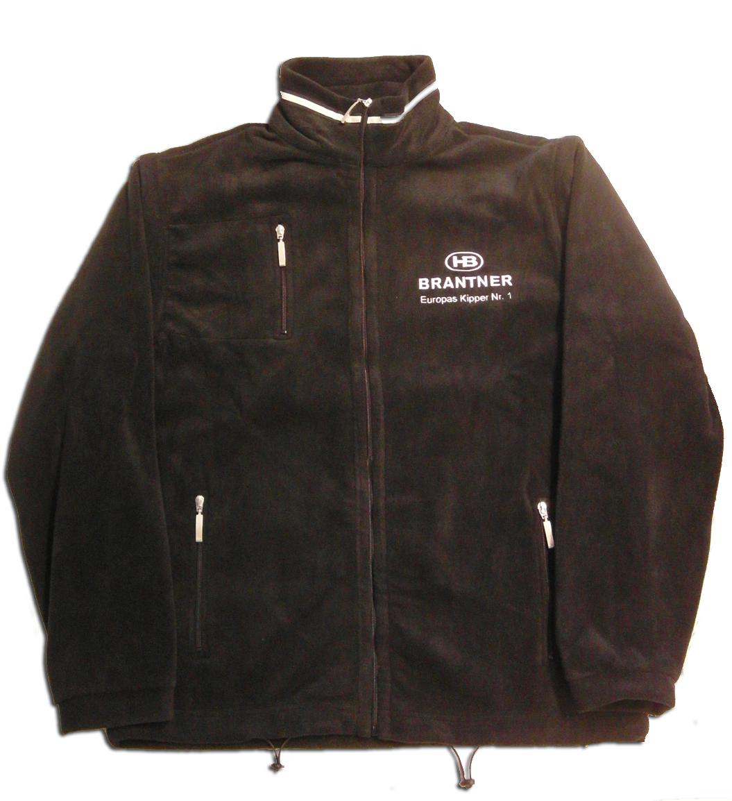 Brantner Kipper und Anhänger - FLEECE-Jacke schwarz, Logo weiß Größe XXL