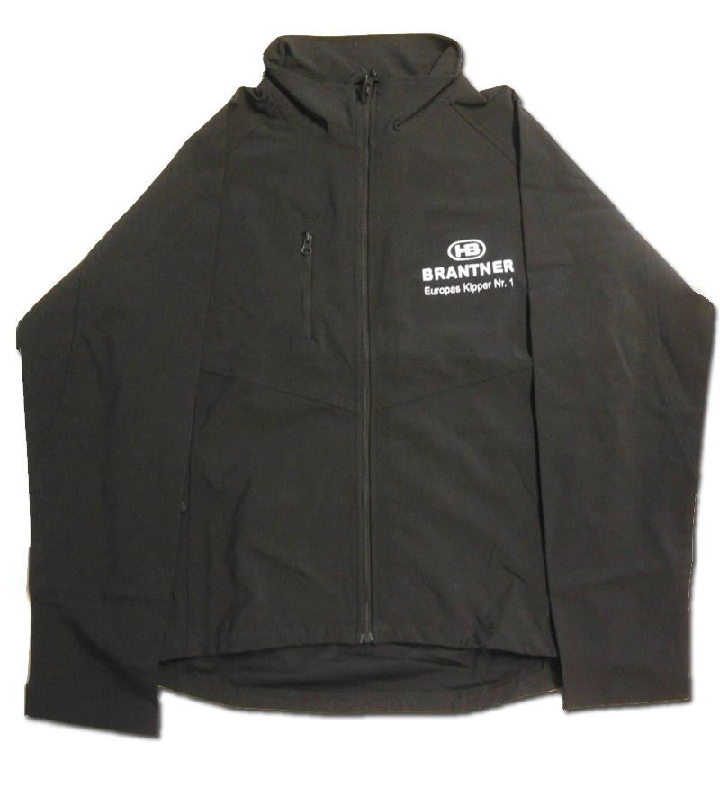 Brantner Kipper und Anhänger - Softshell-Jacke schwarz, Logo weiß Größe XL