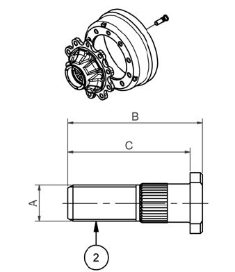 Brantner Kipper und Anhänger - Radbolzen mit Gewinde M20x1,5 ADR