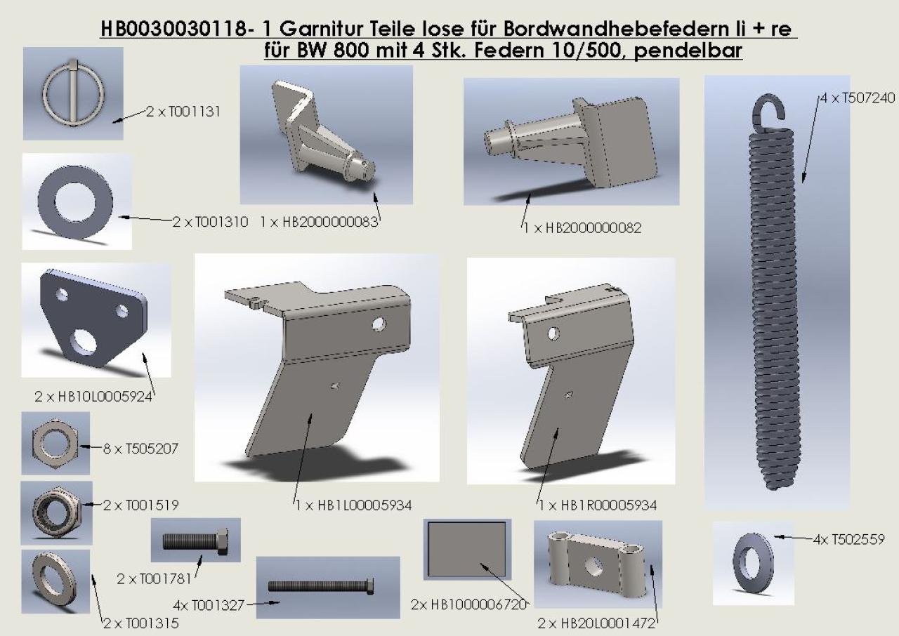 Brantner Kipper und Anhänger - 1 Garnitur Teile lose f. Bordwandhebefeder li + re