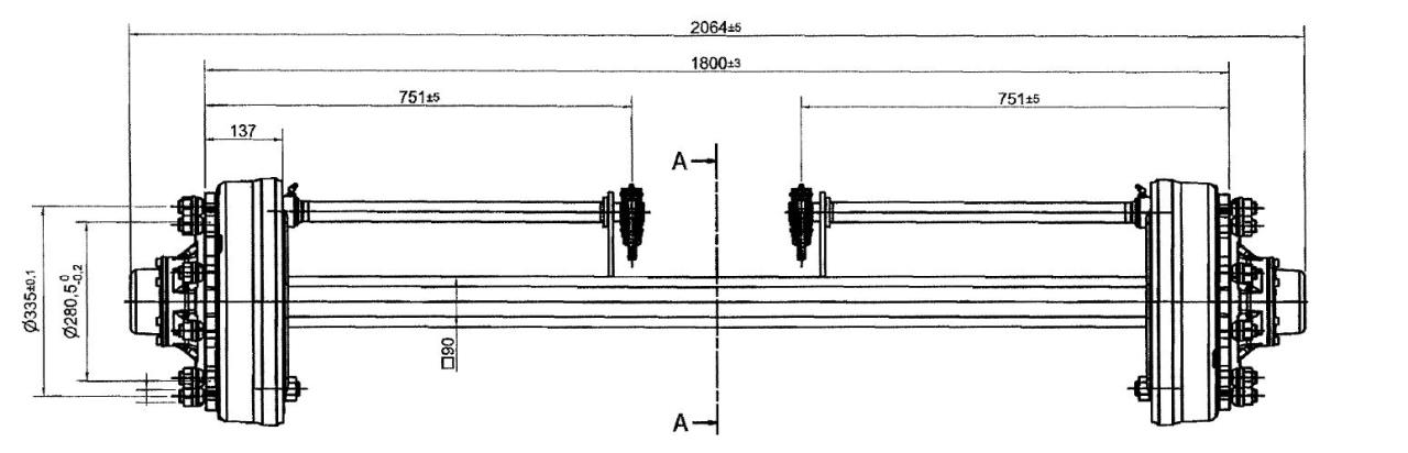 Brantner Kipper und Anhänger - Achse 90/400x80; 408E/1800/10 mittig GSK ADR