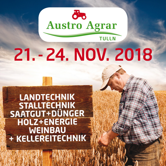 Austro Agrar Tulln mit Aufbauvariante POWER-FLEX plus+ mit Profi-Dichtsystem und Land schafft Leben Vortrag sowie Landwirtschaftssimulator bei Brantner Fahrzeugbau