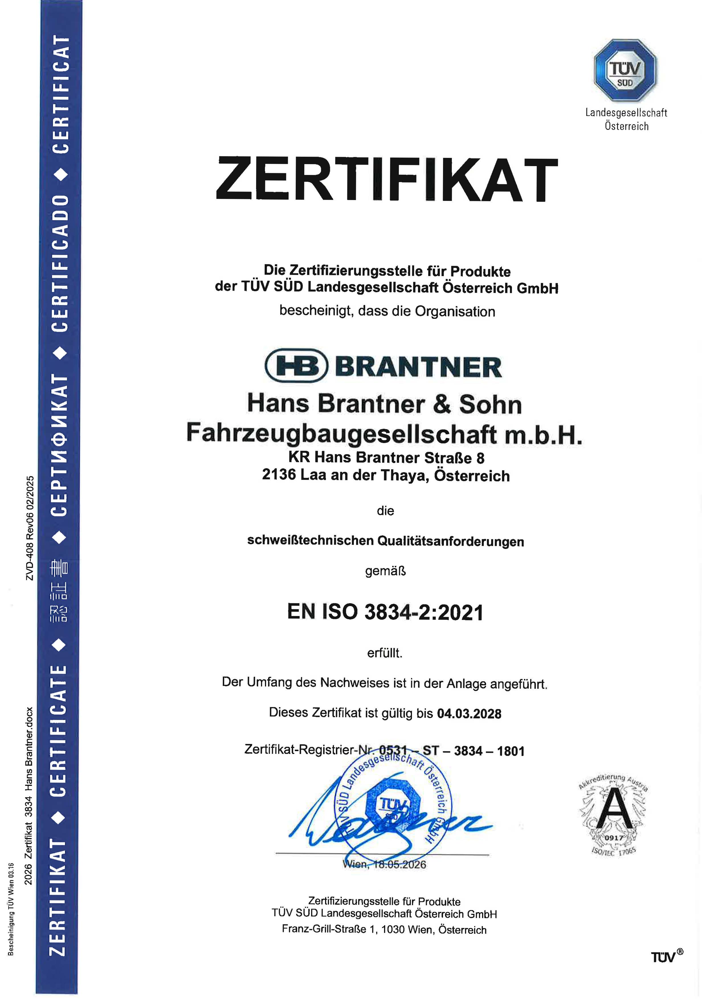 Zertifizierung EN ISO 3834